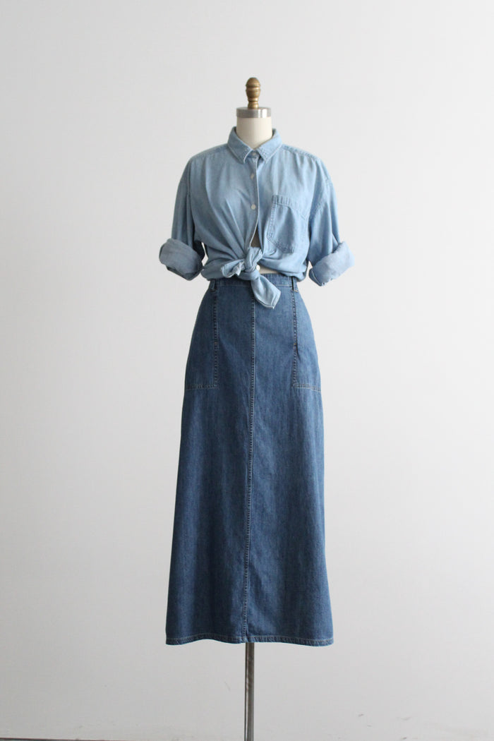 sunfaded denim button up