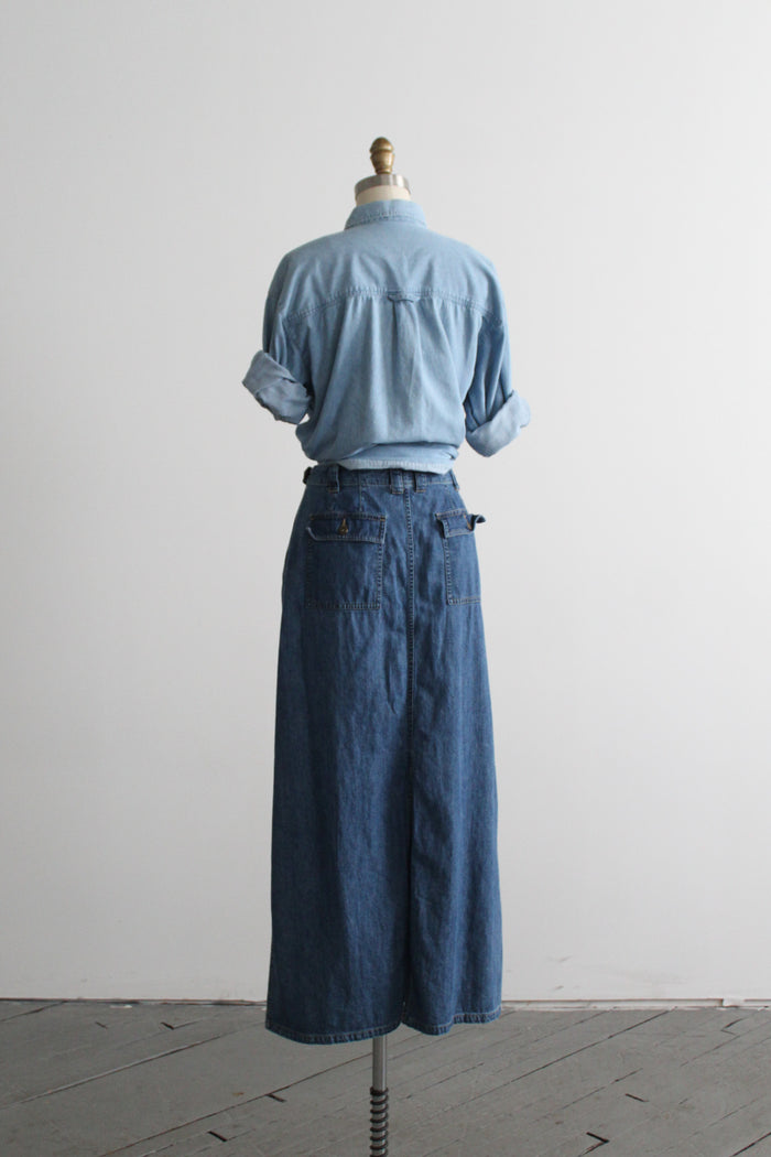 sunfaded denim button up