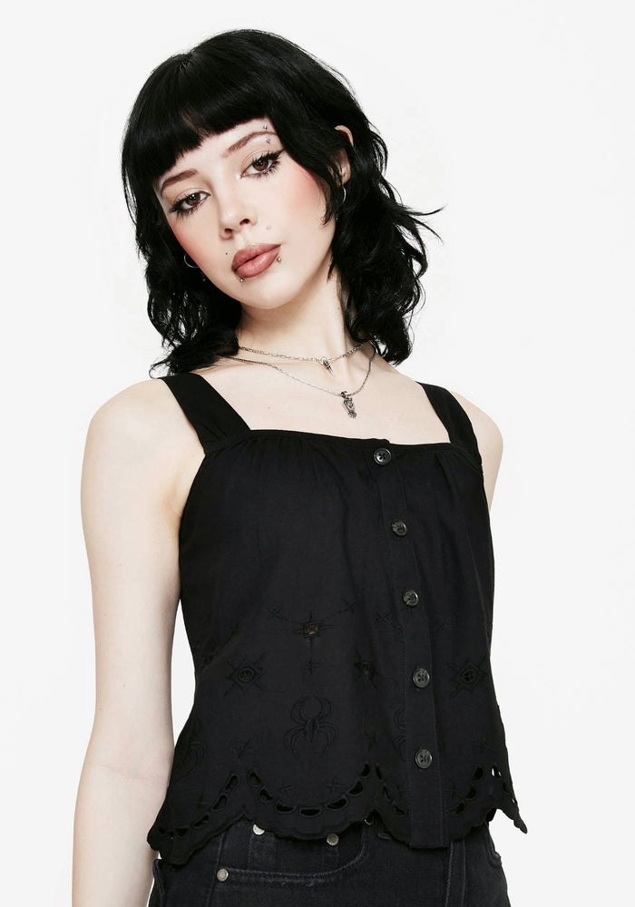 Synthweb Cotton Broderie Hem Cami Top