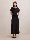 Tahnee Ruched Waist Midi Dress Black Forever New