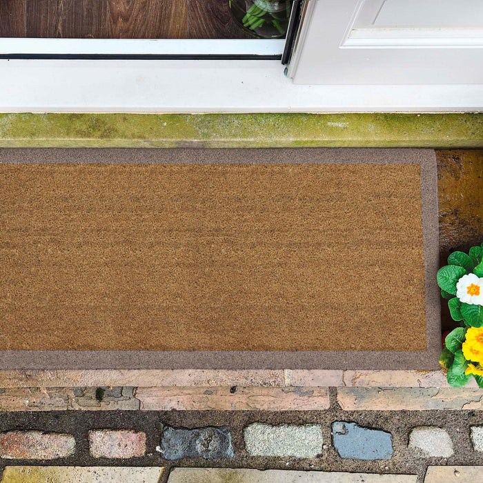 Coir border Taupe Runner - Coir runner featuring a light brown border.
