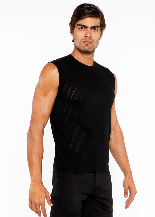 TEXTURED OPEN KNIT VEST