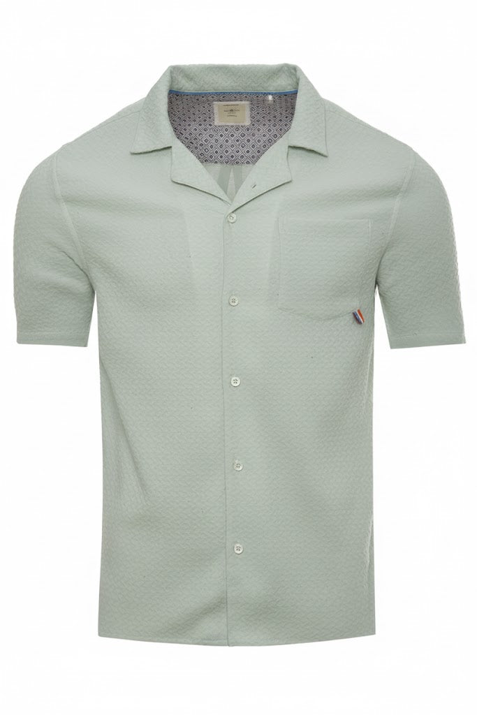 Textured Revere Collar Short Sleeve Shirt