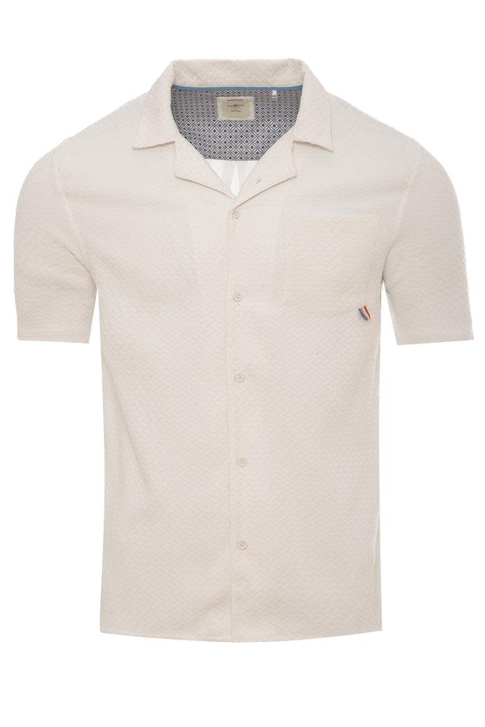 Textured Revere Collar Short Sleeve Shirt