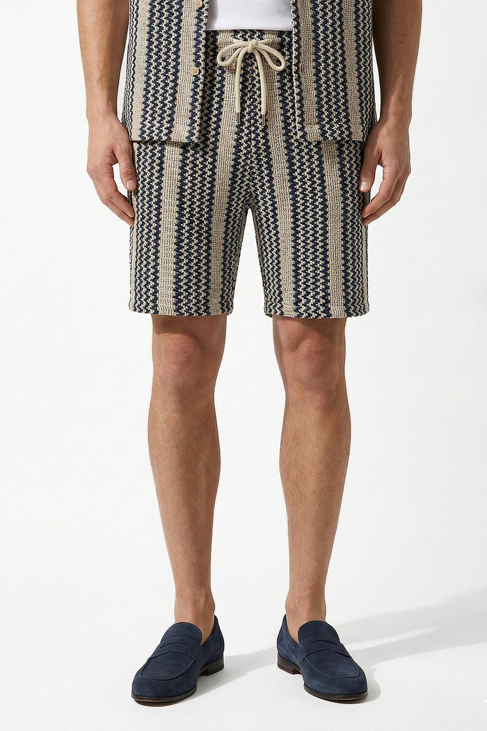 Textured Stripe Knit Regular Fit Shorts