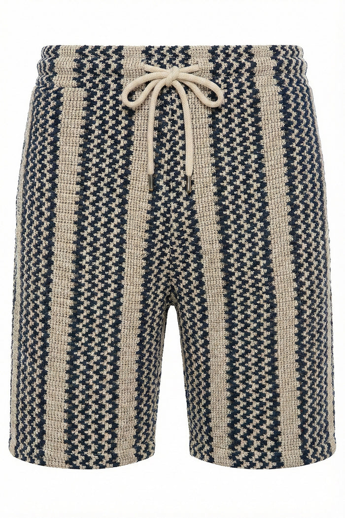 Textured Stripe Knit Regular Fit Shorts