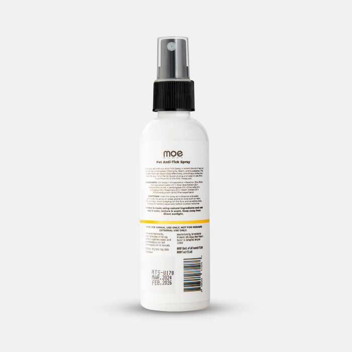 Moe Puppy Anti-tick spray bottle from back