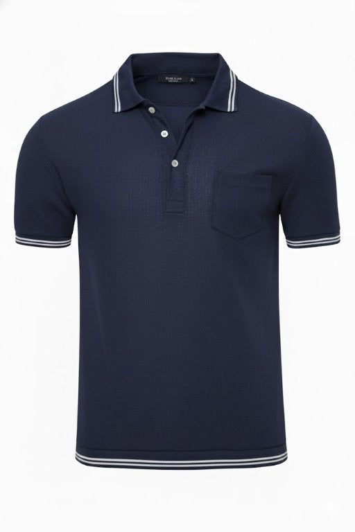 Tipped Jacquard Knit Pocket Polo Shirt