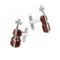 T.M.J novelty violin cufflinks for men with detailed brown and silver violin design