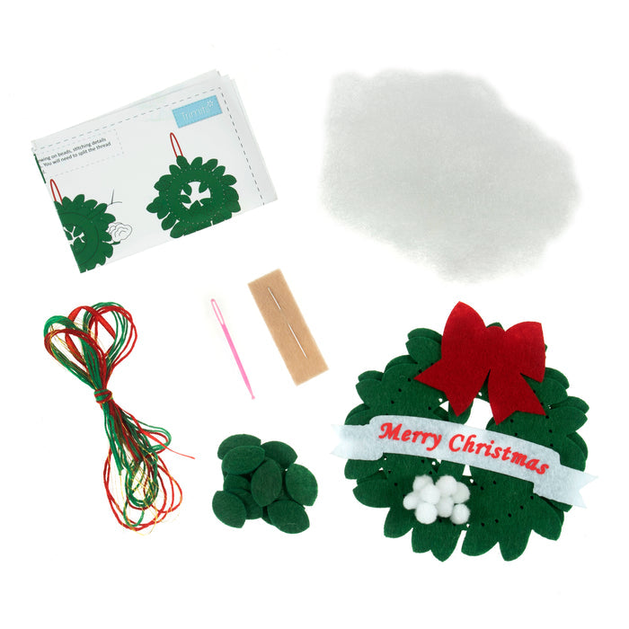 Trimits Felt Decoration Kit Christmas Nordic Snowflake, 9x12cm, Includes Felt Shapes, Stuffing, Beads, Sequins, Thread, and Pom Poms