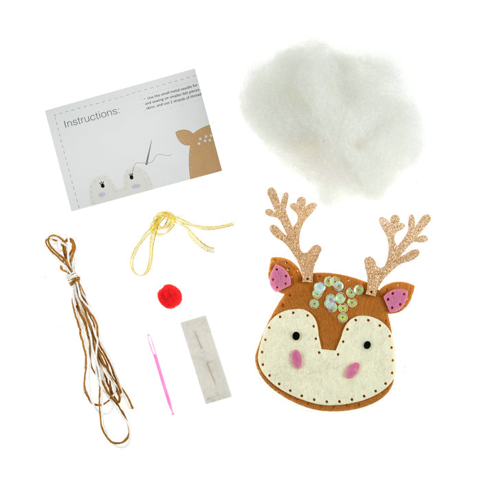 Trimits Felt Decoration Kit Christmas Star, 9x12cm, Includes Felt Shapes, Stuffing, Beads, Sequins, Thread, and Pom Poms