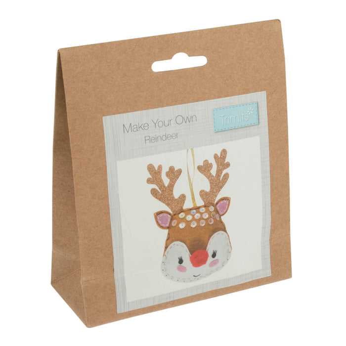 Trimits Felt Decoration Kit Christmas Star, 9x12cm, Includes Felt Shapes, Stuffing, Beads, Sequins, Thread, and Pom Poms