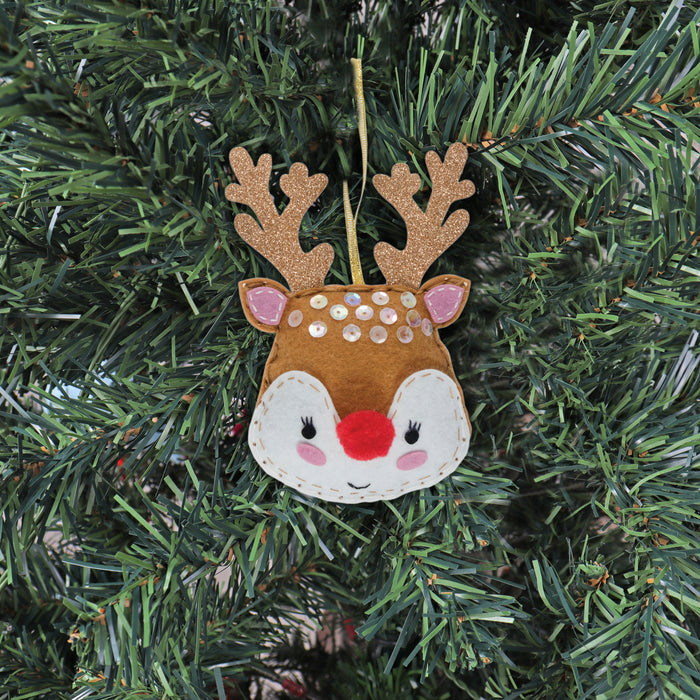 Trimits Felt Decoration Kit Christmas Star, 9x12cm, Includes Felt Shapes, Stuffing, Beads, Sequins, Thread, and Pom Poms