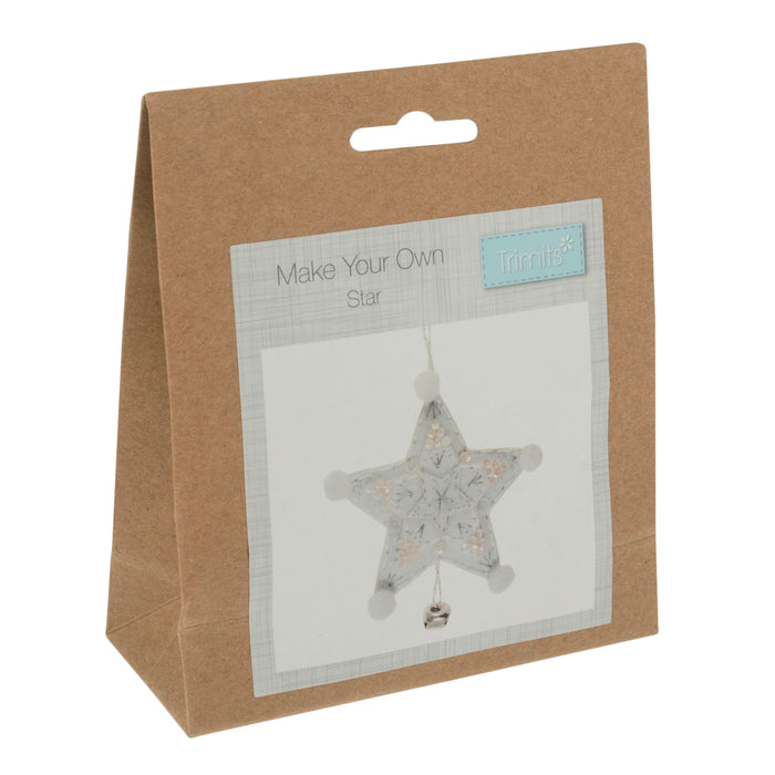 Trimits Felt Decoration Kit Christmas Wreath, 9x12cm, Includes Felt Shapes, Stuffing, Beads, Sequins, Thread, and Pom Poms