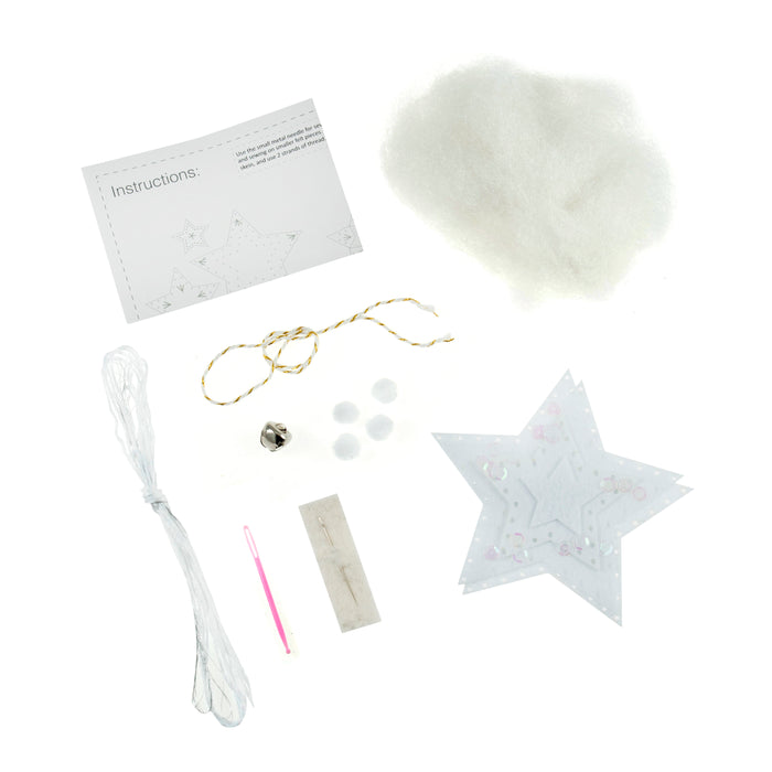 Trimits Felt Decoration Kit Christmas Wreath, 9x12cm, Includes Felt Shapes, Stuffing, Beads, Sequins, Thread, and Pom Poms