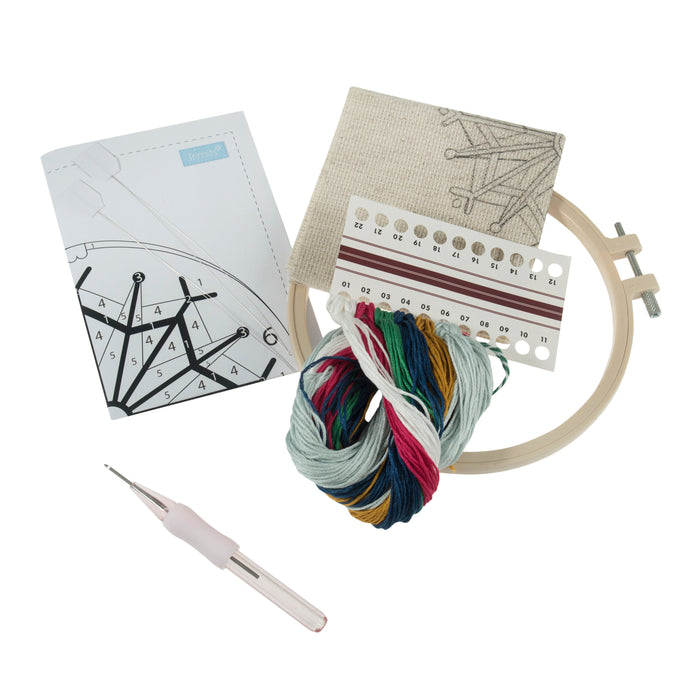 Trimits Punch Needle Kit Floss and Hoop: Christmas Scandi Bauble, 15.2cm Diameter, Includes Floss, Hoop, Fabric, Punch Needle, and Inst...