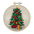 Trimits Punch Needle Kit Floss and Hoop: Christmas Tree 15.2cm Diameter, Includes Floss, Hoop, Fabric, Punch Needle, and Instructions