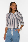 Trinity Blue Stripe Shirt - Tops - Velvet Heart Clothing