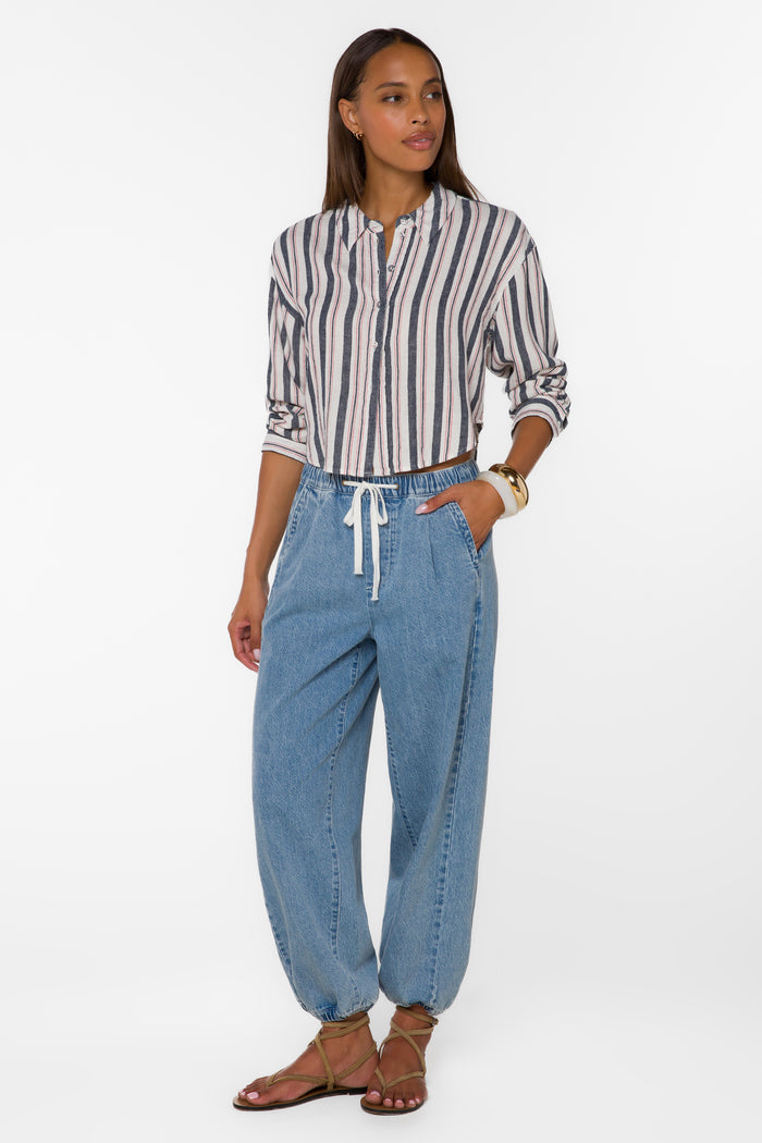 Trinity Blue Stripe Shirt - Tops - Velvet Heart Clothing