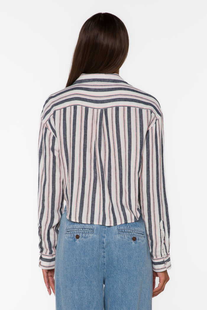 Trinity Blue Stripe Shirt - Tops - Velvet Heart Clothing