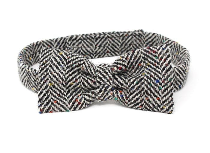 Multi Black Fleck Wide Herringbone - Irish Tweed