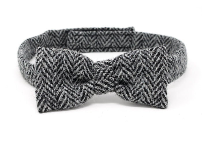 Classic Black and White Herringbone - Scottish Harris Tweed