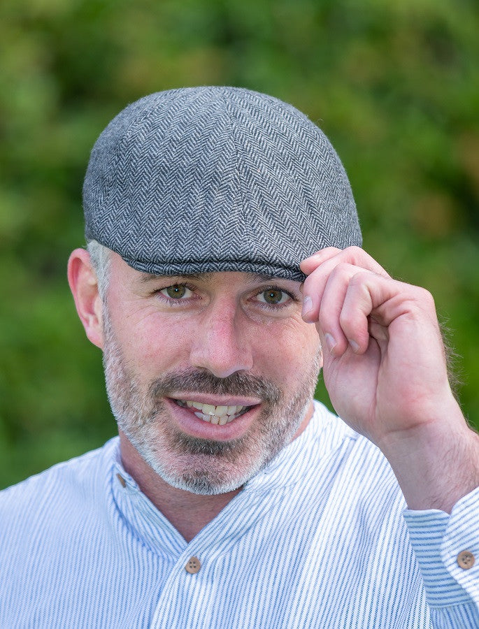 Tweed Duck Bill Panel Cap – Grey Herringbone #color_grey