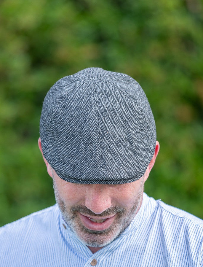 Tweed Duck Bill Panel Cap – Grey Herringbone #color_grey