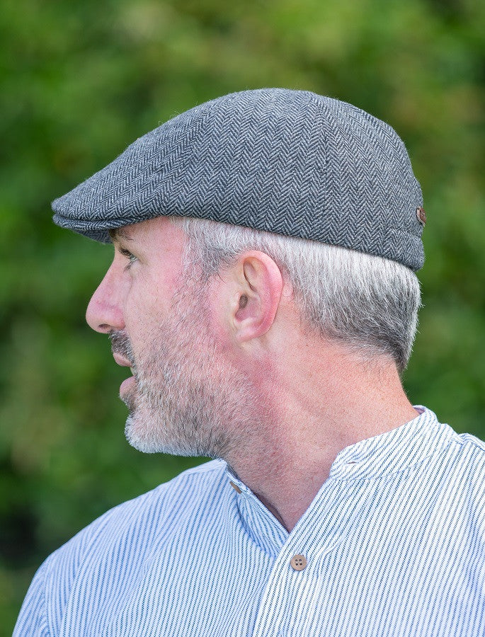 Tweed Duck Bill Panel Cap – Grey Herringbone #color_grey