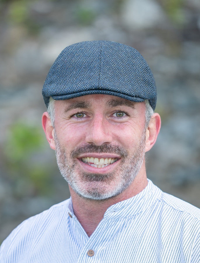 Tweed Duck Bill Panel Cap – Blue Herringbone #color_blue