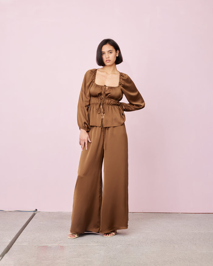 UMA SATIN BLOUSE BRONZE