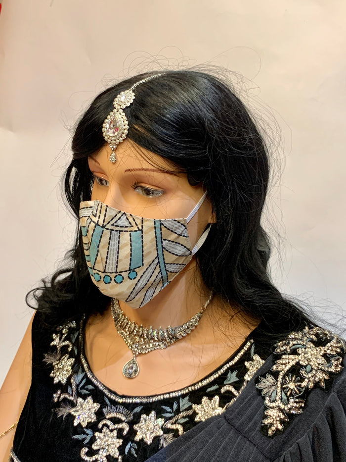 Unisex Designer Beige Printed Cloth Face Masks