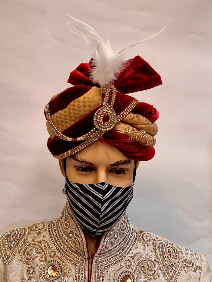 Unisex Designer Black & White Horizontal Stripes Cloth Face Masks
