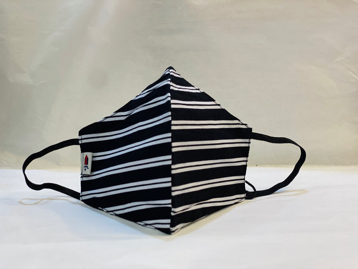Unisex Designer Black & White Horizontal Stripes Cloth Face Masks