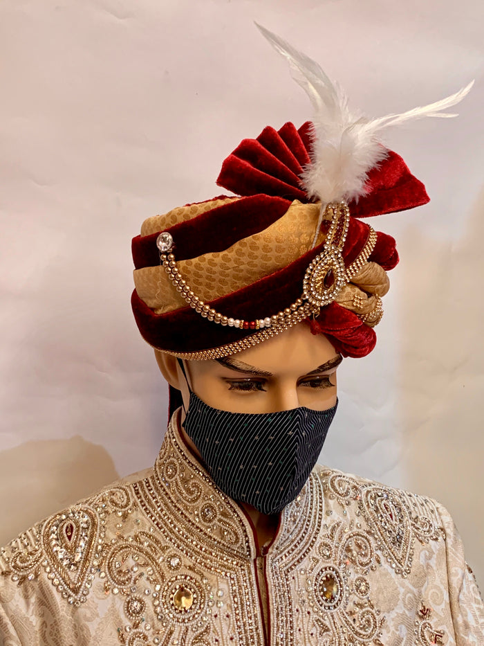 Unisex Designer Independence Blue With Small Pine Trees Printed Cloth Face Masks