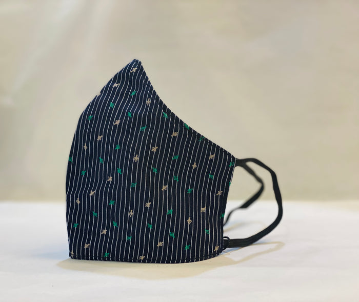 Unisex Designer Independence Blue With Small Pine Trees Printed Cloth Face Masks