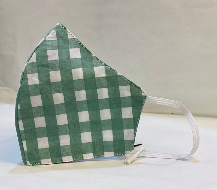 Unisex Designer Olive Green Gingham Pattern Cloth Face Masks
