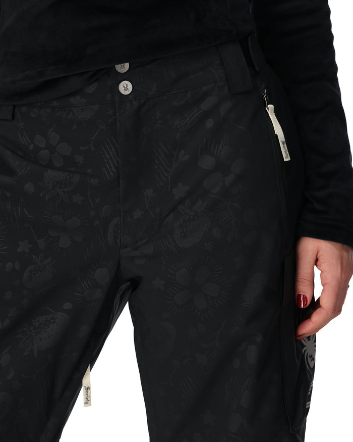 Black patterned pants with a close-up on a white background