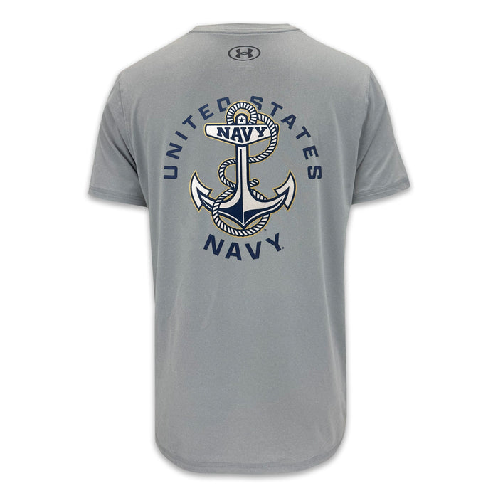 United States Navy Anchor Under Armour Tech T-Shirt (Grey)