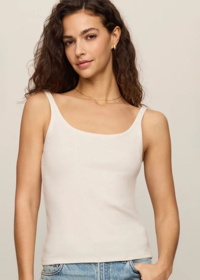 Vale Scalloped Tank - Sandstone