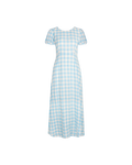 VIDA LINEN DRESS BLUE LINEN GINGHAM