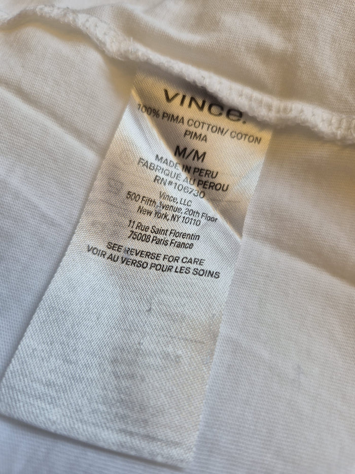Vince White T-shirt - 100% Pima Cotton Size M