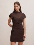 Vivianna Mesh Overlay Mini Dress Chocolate Forever New