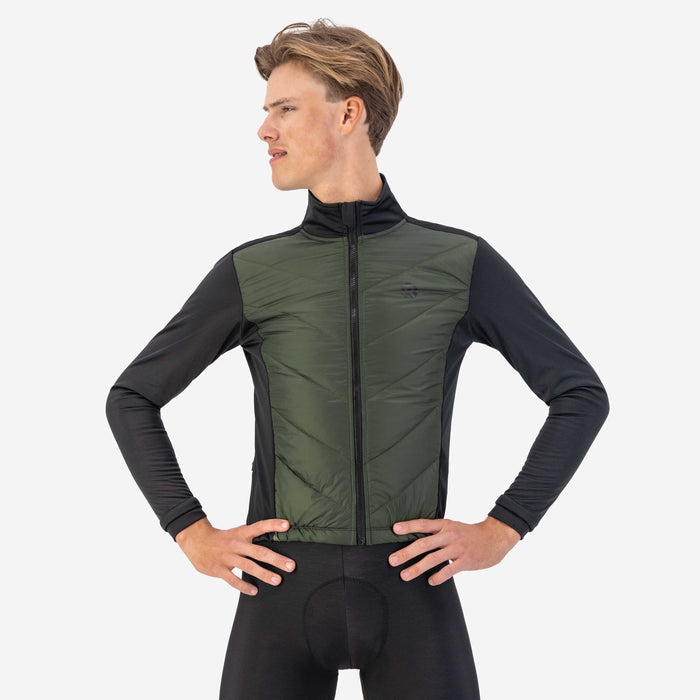 Rogelli Wadded II fietsjack heren groen gedragen voorkant.