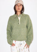 Wallis Two-Tone Snap Collar Sweater - Olive