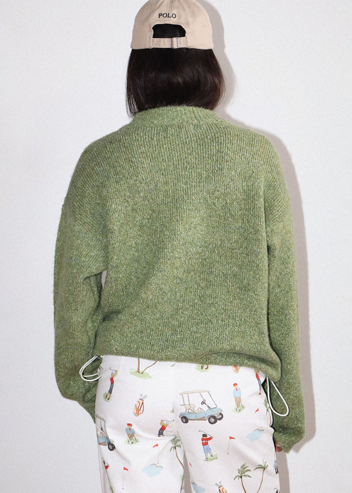 Wallis Two-Tone Snap Collar Sweater - Olive