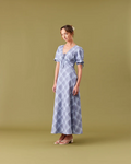WENDY PUFF SLEEVE DRESS BLUE TARTAN