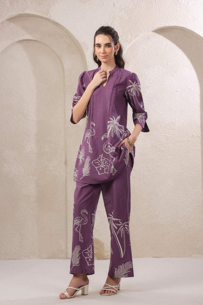 Wild Mauve Printed Cotton Co-ord Set
