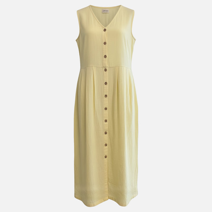 Women's Cotton Paquerette Dress - Pastel Yellow