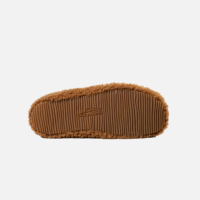 Women's Lambskin Open Heel Slippers - Caramel